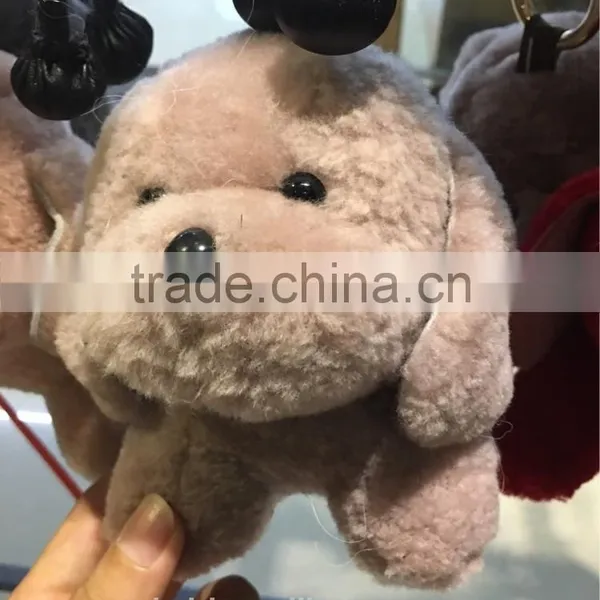 Rex Rabbit Fur Puppy Pom Pom Keychain 100% Rabbit Fur Dog Keychain Accessories Bag Charm Golf Cart Pendant Creative Keychain photo-2