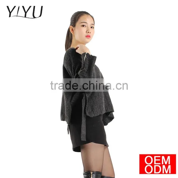 Customized 2017 Fashion Ladies Zipper Sleeve Pullover Sweater photo-4