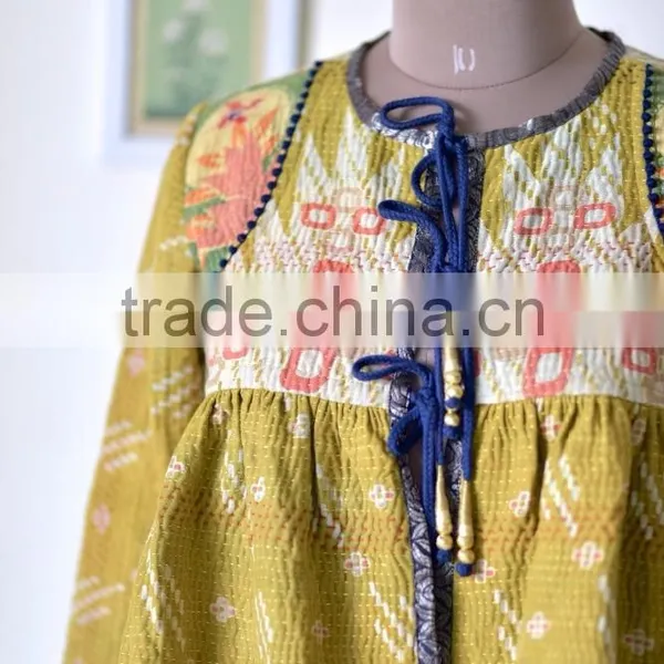 Beautiful Kantha Kediyu Style Jacket in Vintage Colors ~ Medium photo-2