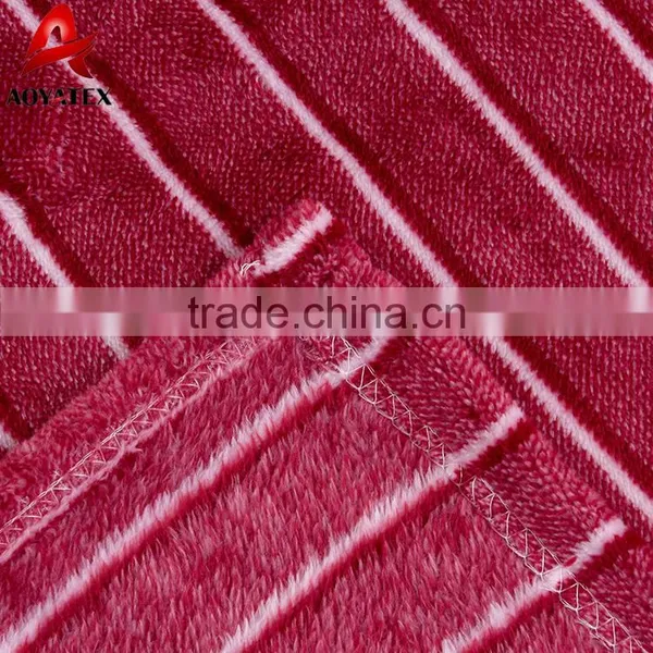 100 Polyester Warm Stripe Yarn Dyed Flannel Fleece Blanket photo-4
