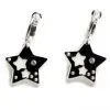 Chic Earrings Black Star Crystal Silver Charm Beads