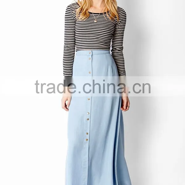 Hot Selling Maxi Skirt Wholesale Long Denim Skirts