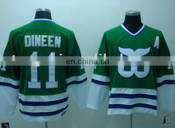 Hartford Whalers # 11DINEEN Green VINTAGE Hockey Jersey