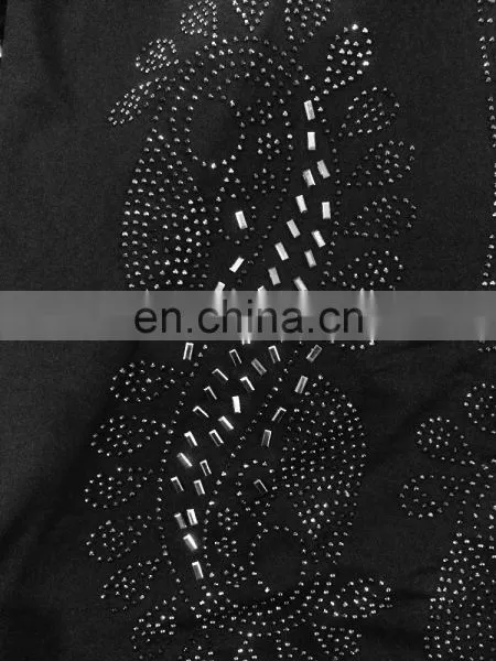 Women's Black Colour Lycra (Stretchable) Velvet Burkha With Black & Silver Stone Work & Stone Work On Dupatta (dubai Abaya2017) photo-2