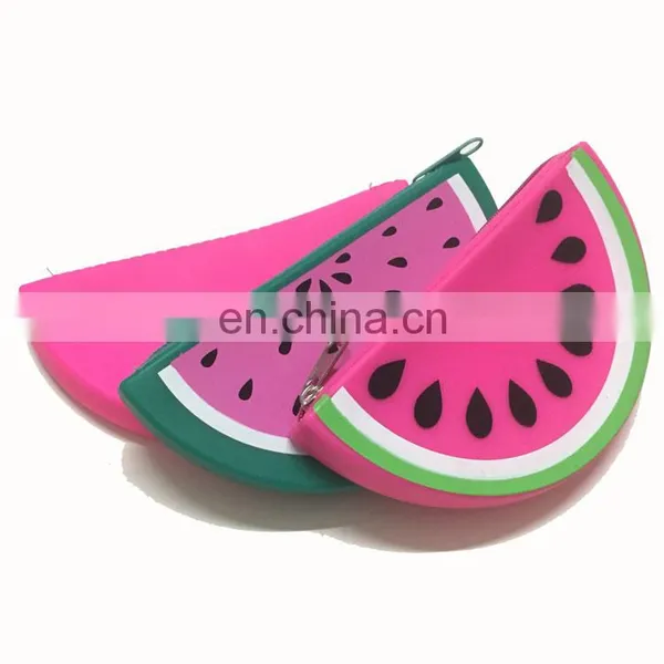 Half Circle Watermelon Fruit Shape Mini Coin Wallet Fashion Trendy Girls Purse Silicone Bags photo-6