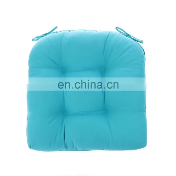 Recyclable Cheap Soft Patio Outdoor Solid Blue Non-slip U-shaped Tufted Chair Pad With Ties Home photo-2