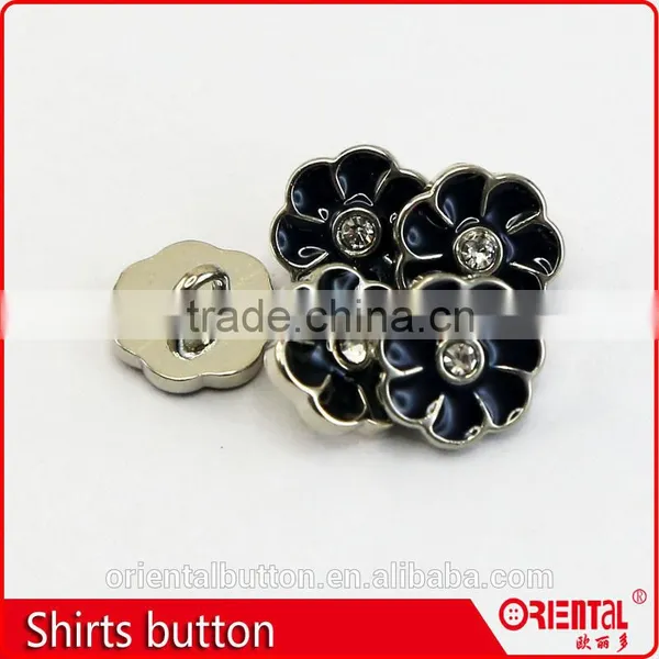 11.5mm Flower Rhinestone Enamel Plating Metalic Shirts Button photo-3