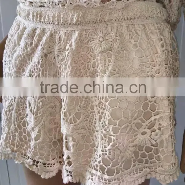 Summer Ladies Hot /embroidery Water Soluble Lace Cotton Lace Short photo-3