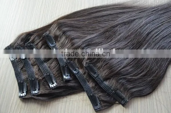 2015 Hot Selling Double Drawn Thick Ends Clip In Hair Extension photo-6