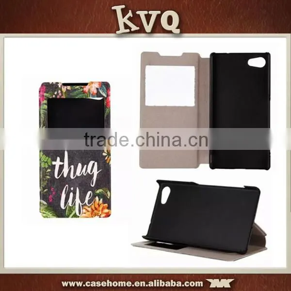Painted PU Leather Case Cover For Sony Xperia Z5 Compact Premium photo-2