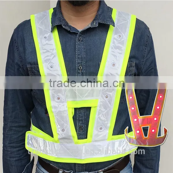 Reflectice V Shape Flashing LED Safety Vest for Security Traffic photo-2