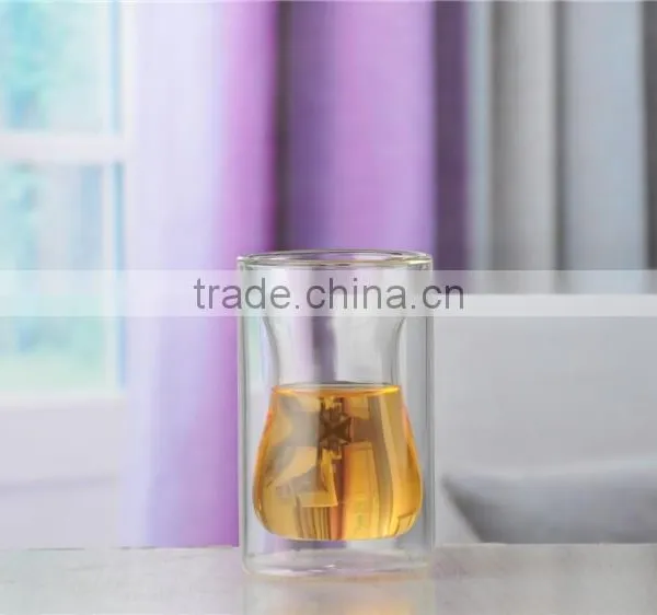 2015 New Design Glass Water Cup / Double Wall Glass Cup With Handle