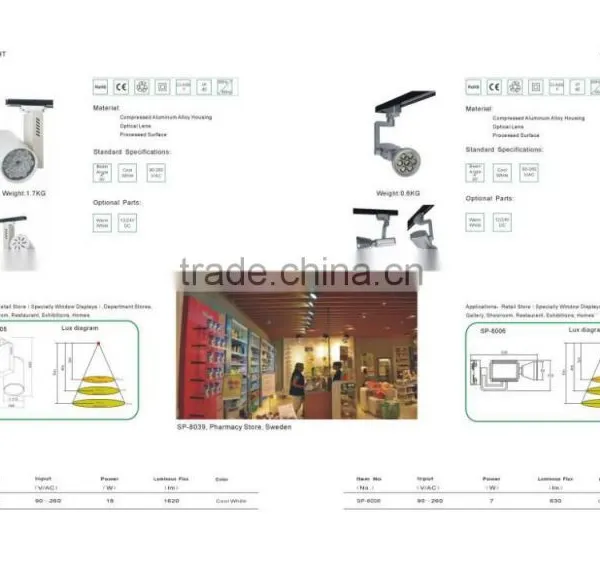 90lm/w, LED Track Light 7w/14W Cool White SP-8006, IP65 photo-6