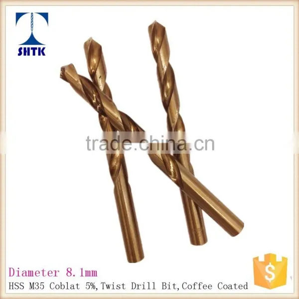 M35 Cobalt, Drill Bit, Factory Direct Supply, Twist Drill Bit Dia 8.1mm