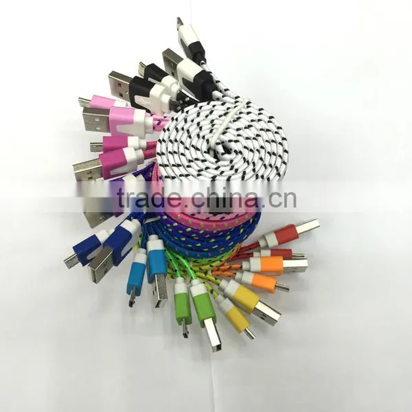 Colorful Micro Braided Usb Data Cable for v8 Usb Charging Flat Micro Usb Cable for Samsung photo-2
