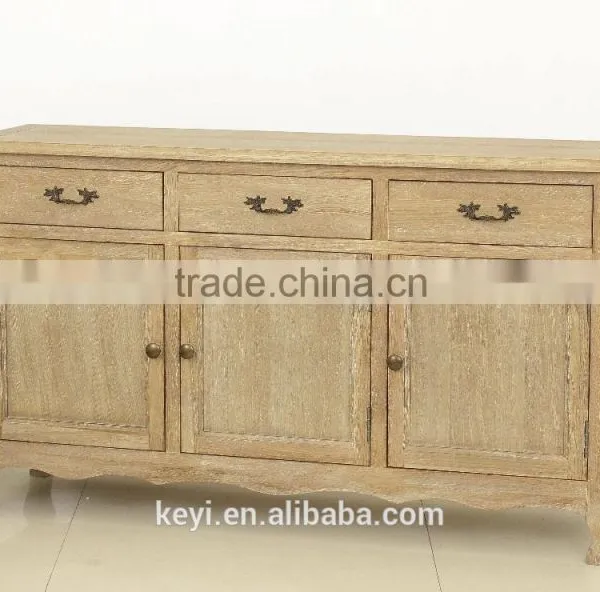 French style 3 doors cabinet Chinese antique solid wood sideboard cabinet(DT-1046-OAK)