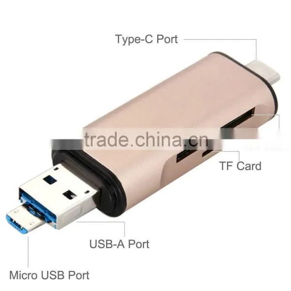 3 in 1 Card Reader USB Type C 2-Slot TF / SD Memory Card Adapter for Macbook smartphone