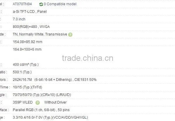 7.0 Inch AT070TN94 A-Si TFT-LCD Panel For INNOLUX photo-3