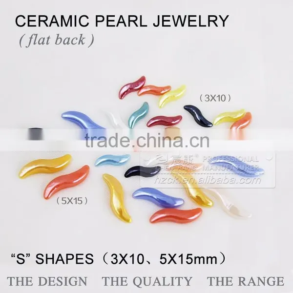 Ceramics Pearl 5*15mm S Shape Flat Back Ceramic Rhinestone Factory Direct on Sales photo-4