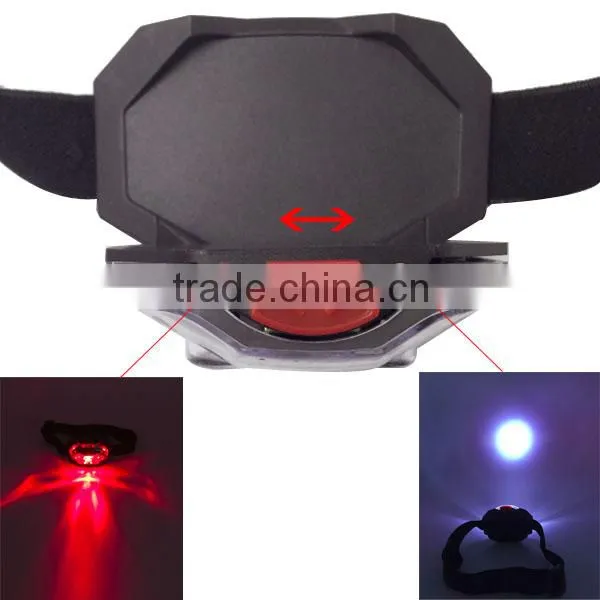 T03 1red Led + 2 LED Plastic Headlight Waterproof Outdoor Camping Head Torch 3*AAA Battery Led Headlamp photo-3