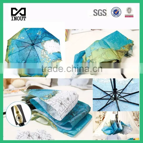 Auto open close heat transfering 21 inch full digital world map umbrella