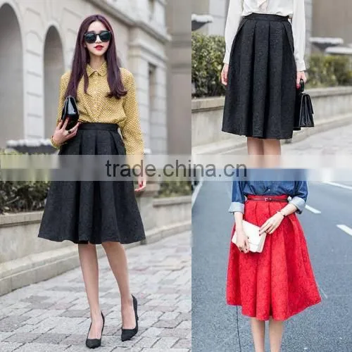 Stylish Lady Women's High Waist Vintage Style Pleated Swing Ball Gown Dark Print Skirt photo-6