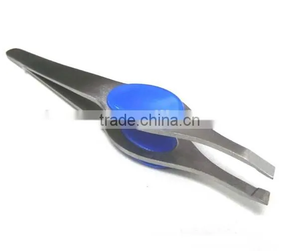 Slanted Stainless Steel Tweezer With pp Decorating on Both Sides photo-2