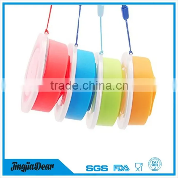 Soft Food Grade Silicone Folding Drinking Cup, Silicone Custom Design Collapsible Cup With Lid photo-6