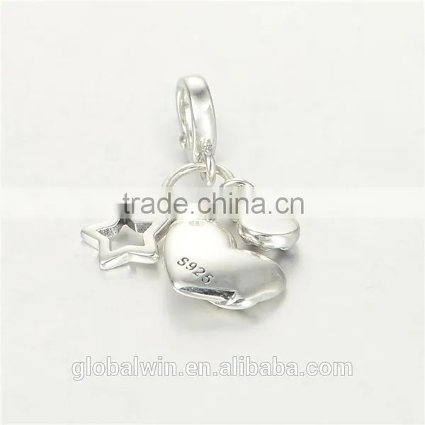Heart Bracelet Charms European Charm Bracelet Necklace 100% Real 925 Sterling Silver S219 Aaa Cubic Zirconia photo-2