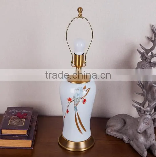 Printing Ceramic Body With Fabric Lampshade Modern Desk Lamp Bedroom Living Room Table Lamp photo-3