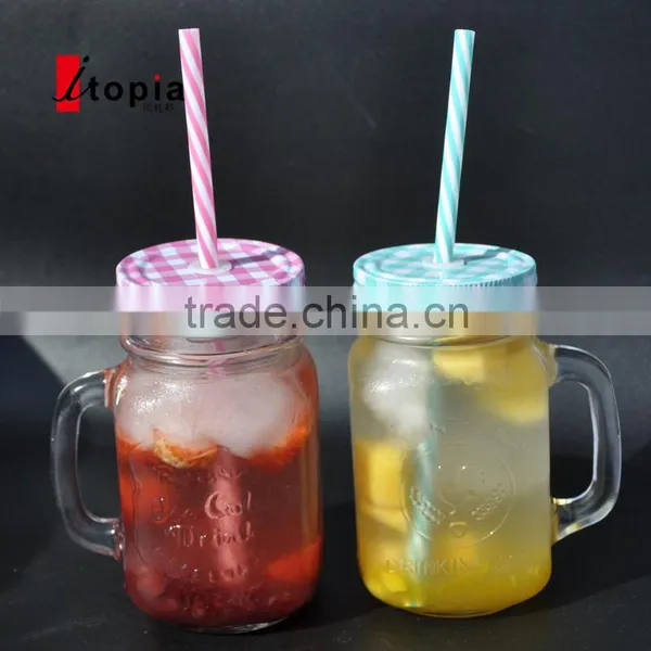 480ml Engraving Clear Glass Mason Jar With Handle photo-2