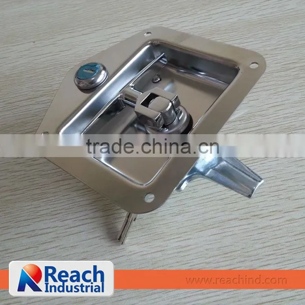 Flush Mount Polished Stainless Steel Key-locking Truck or Trailer Recessed T Paddle Handle Lock photo-2