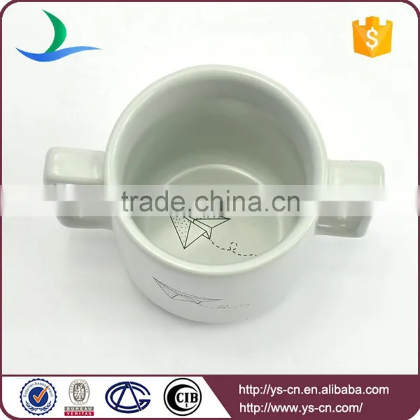 New Product Air Plane Design Ceramic Two-handled Cup photo-2