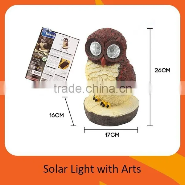 Solar Powered Animal Barn Owl Shaped Light Polyresin Garden Light photo-2