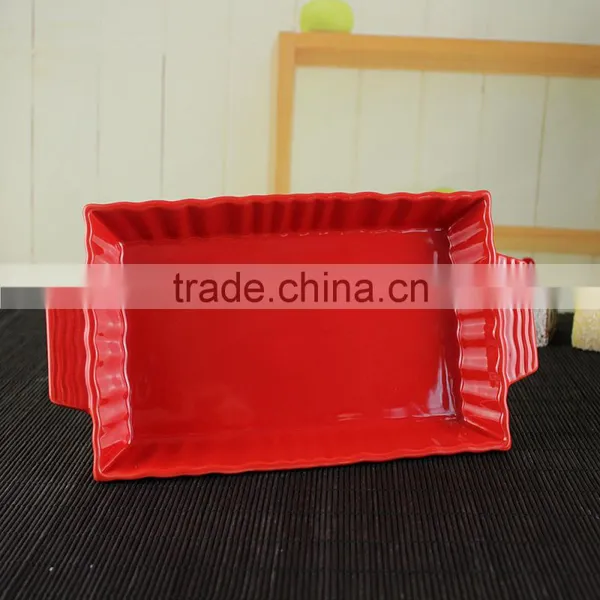 Popular Design Rectangle Shape Ceramic Plate White Porcleain Dinner Plates With Handle photo-6