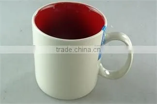 Cheap Stock 400ml Ceramic Stoneware Two-tone Square Colorful Coffee Cup Mug Wholesale photo-4