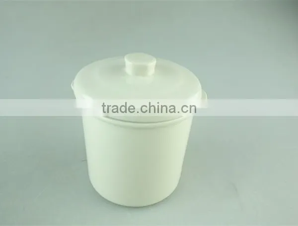 Hot Sale Samll Round White Ceramic Soup Tureen With Lid , Stock Cheap Ceramic Tureen ,3 Pcs Set With Iron Part photo-4