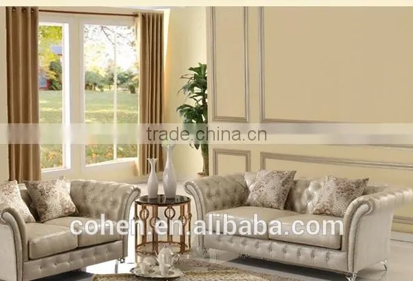 European Style PU Leather Sofa Designs With Crystal ButtonsSF033 photo-3