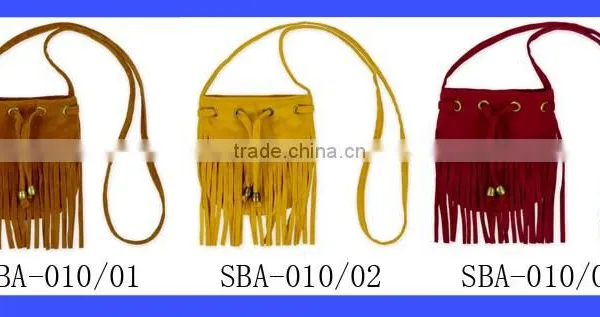 Children Girls Small Fringe Faux Lether Brown Shoulder Bag With Strap photo-6
