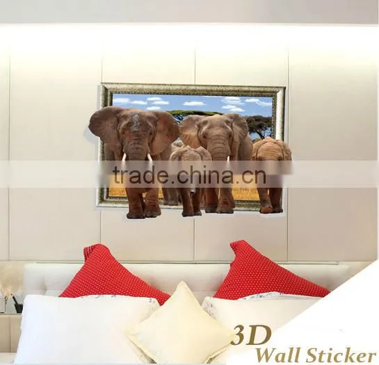 Interesting 3D Elephant Wall Sticker for Kids , Removable Real Elephant Wall Sticker photo-4