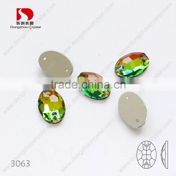 Dongzhou 001VM Color Oval k5 Crystal Sew on Stones With Two Holes