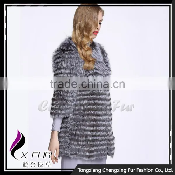 CX-G-A-40B Lastest Design New Fashion Woman Winter Silver Fox Fur Clothes photo-3