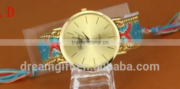 2015 DIY Handmade Braided Rope Watch Korean Exquisite Rainbow Bracelet Watch photo-3