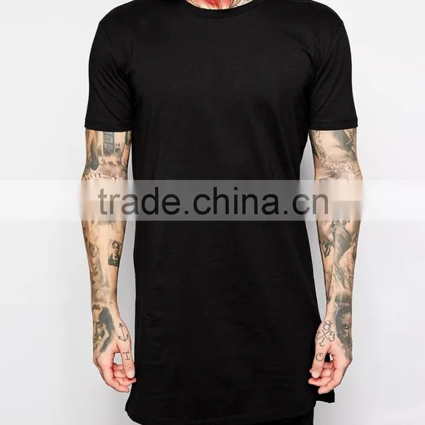 NEW ARRIVAL Euro Style Hip Hop Men's Longline T Shirt Short Sleeve Men Tall Blank T Shirt. Logo Customized photo-3