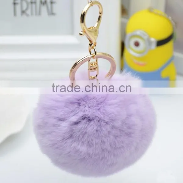 Myfur Rabbit Fur Ball Plush Fur KeyChain POM POM Keychain Tassel Pompom Car Bag Keychain photo-2
