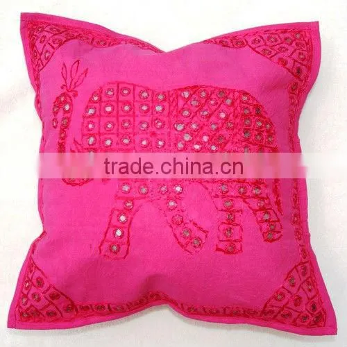 Hand Embroidery Mirror Work Cotton Pillow Cushion Cover