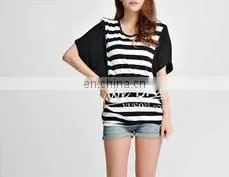 Bamboo Fabric Straps Printing Block Matching Stretchy T-shirt Girls Fashion Design photo-2