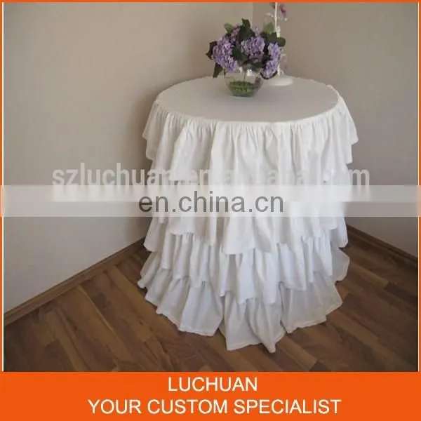 Fancy Product Tiered White Steps In Table Skirt For Wedding Decorative photo-5