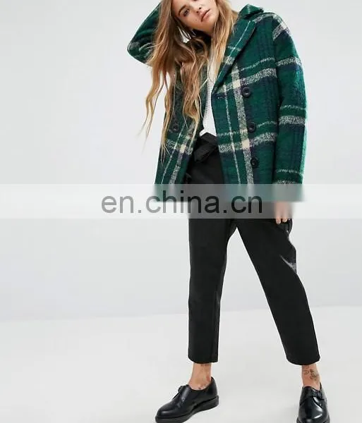 2017 New Design Hot Sale Woman's Oversized Check Coat photo-2