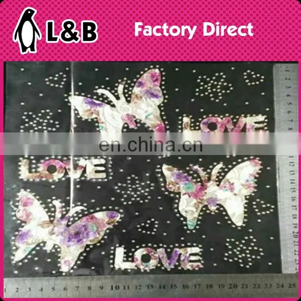 Popular Alphabet Butterfly Hot Fix Motif With Rhinestone For Garment photo-4